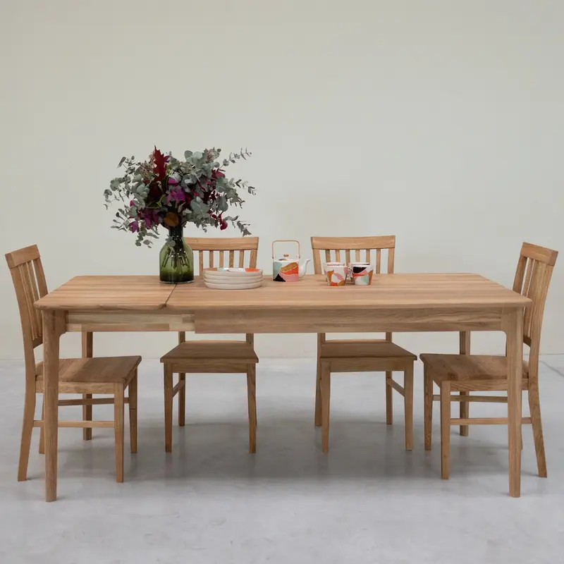 Table à manger rectangulaire extensible en bois massif de chêne Astrid - NordicStory
