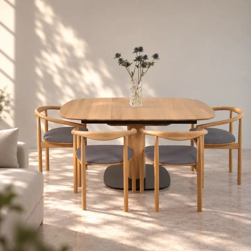 Table de salle à manger extensible en chêne massif LUNA - VESKOR