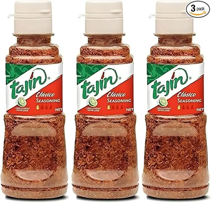 Tajín Clásico en Polvo, Pack Promocional de 3 botes de 142g. Sazonador 100% natural con chile, lima y sal para realzar el sabor de frutas, verduras y bebidas.