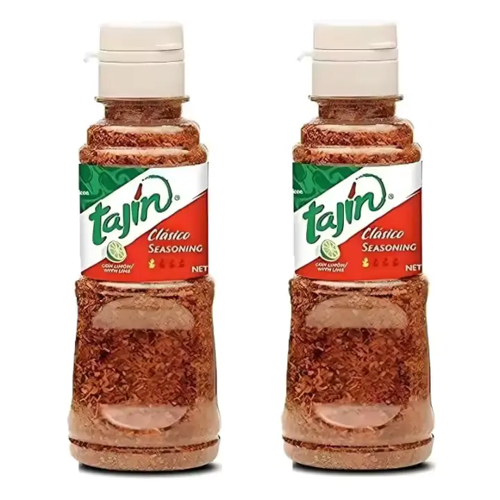 Tajín Clásico, Pack de 2 Botes de 142 gr. Sazonador mexicano 100% natural con chile y lima para aderezar frutas, ensaladas y todo tipo de carnes.