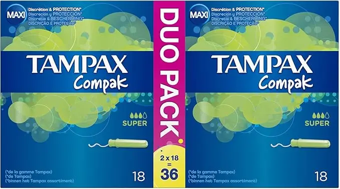 Tampax Compak Super Tampones con Aplicador Compacto (Formato 32 uds)