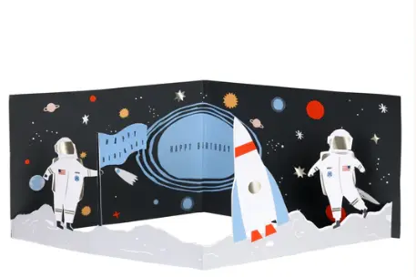 Tarjeta de cumpleaños del espacio 3d