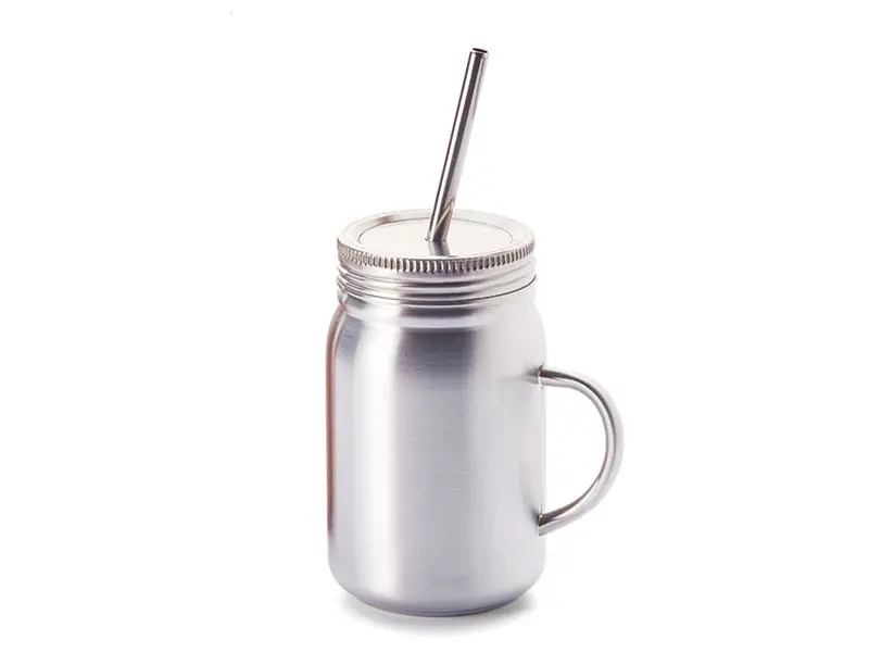 Taza acero inoxidable con pajita