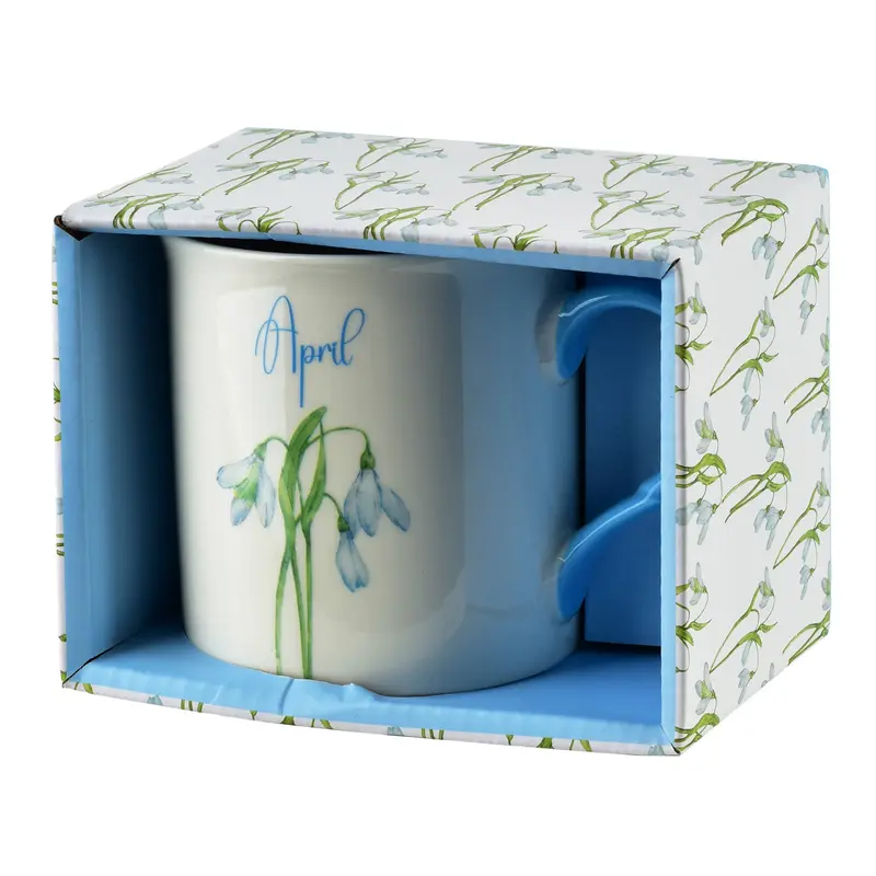 Taza azul porcelana mes de Abril