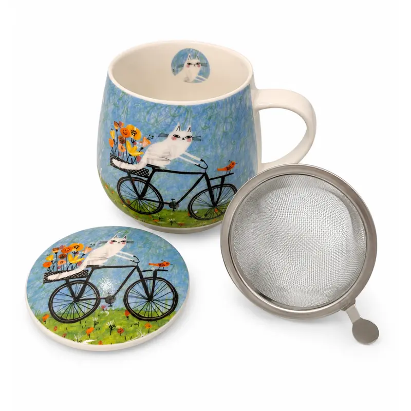 Taza Bicicleta, porcelana 0,40 l. filtro y tapa