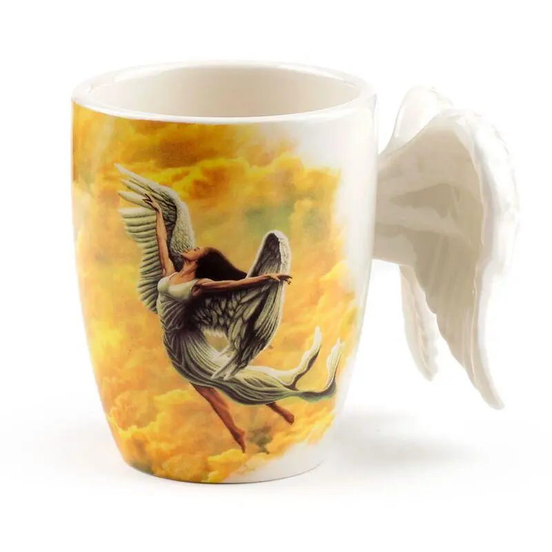Taza de Cerámica Asa con Forma de Alas de Ángel e Imagen