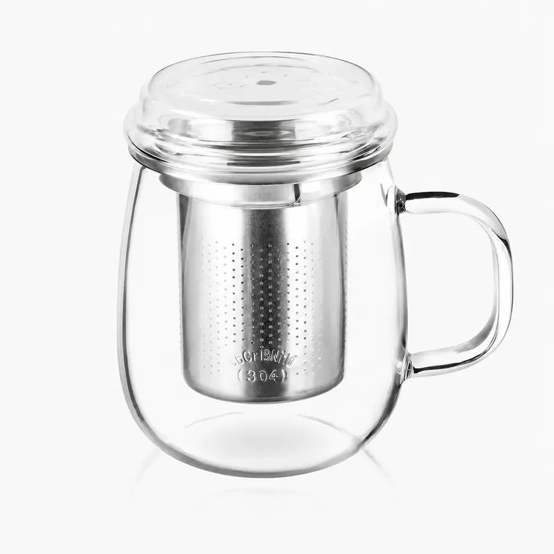 Taza de Té con Filtro y Tapa de Cristal 430 ml