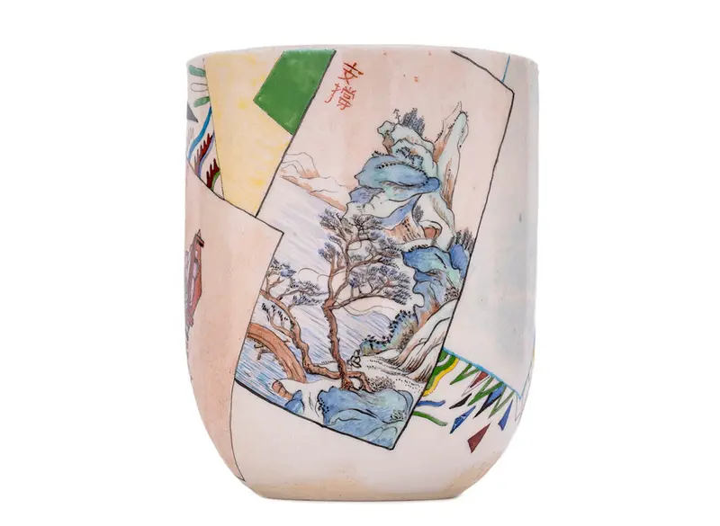 Taza yunomi hecha a mano Moychay 'Green Mountain' # 44420, cerámica/pintada a mano, 132 ml.