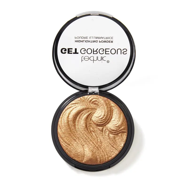 Technic Get Gorgeous Polvo Iluminador Highlighting Powder, tono 24 ct Oro (6g). Consigue un brillo dorado espectacular para rostro y cuerpo con este iluminador de alta pigmentación.