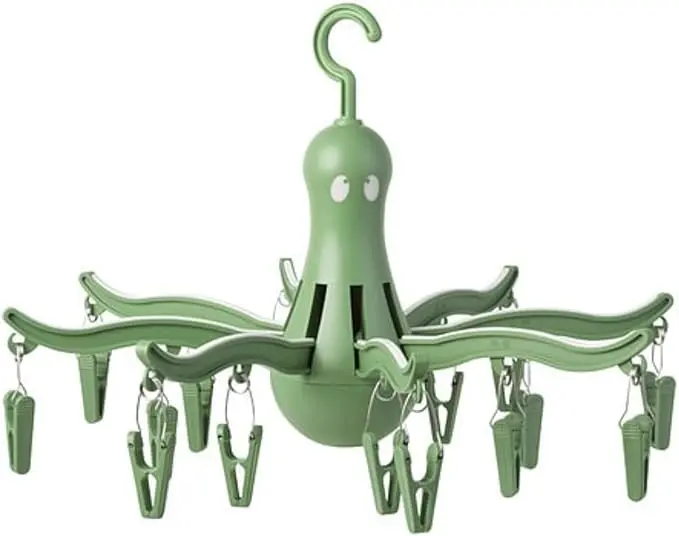 Tendedero Colgante IKEA PRESSA tipo pulpo con 16 Pinzas para la Ropa. Un práctico secador plegable para uso interior y exterior, ideal para calcetines y ropa interior.