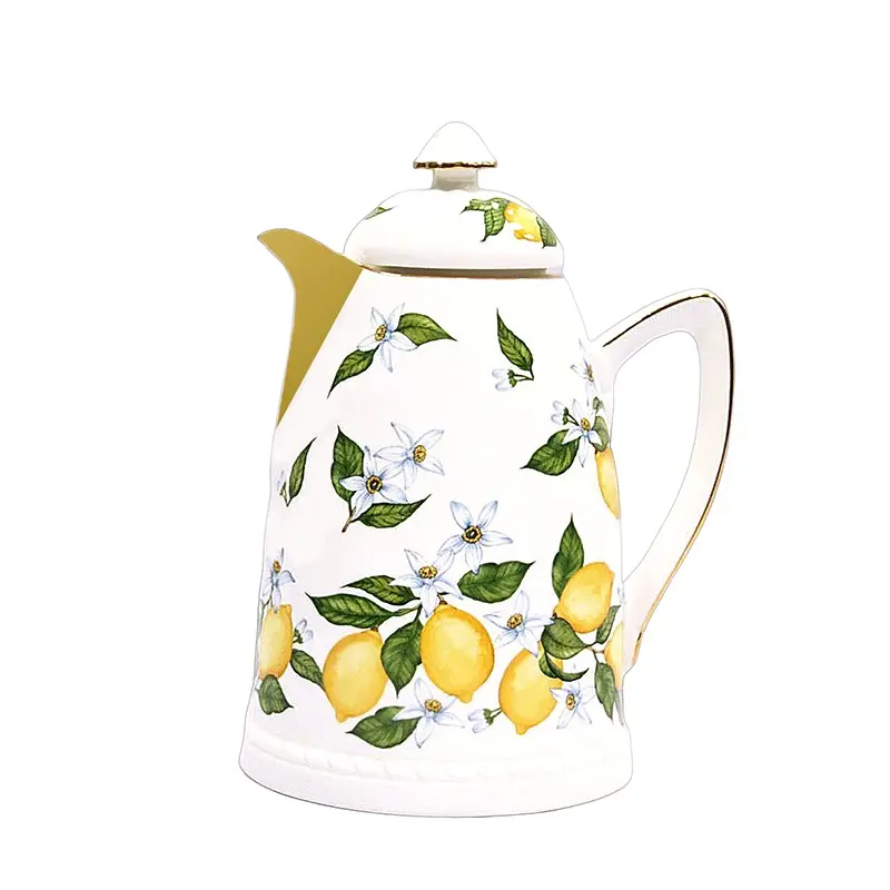 Termo de Porcelana de limón siciliano con pico dorado