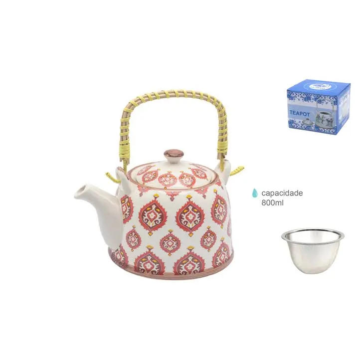 Tetera Cerámica Mosaico Rosado 800 ml