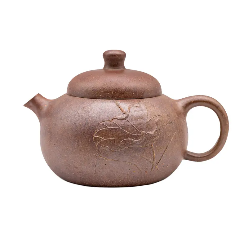 Tetera de arcilla Yixing cocida con leña "Caldero de Leche Flor de Loto" #94906