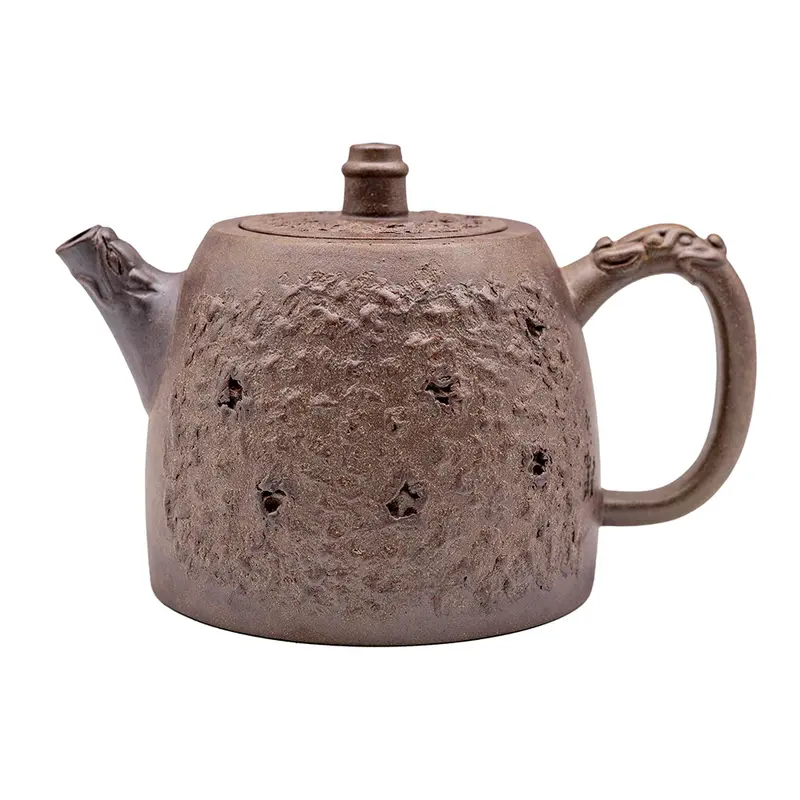 Tetera de arcilla yixing Han arrugada cocida a leña n.º 94850