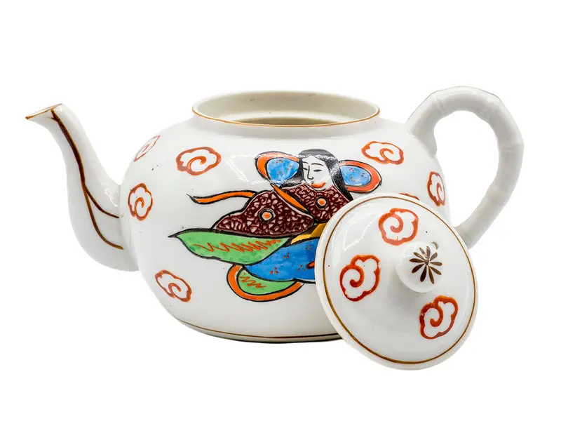 Tetera japonesa de porcelana vintage, pintada a mano # 93210