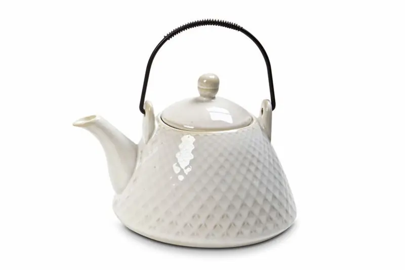 Tetera “Panal” – Cerámica blanca antigua, 750 ml