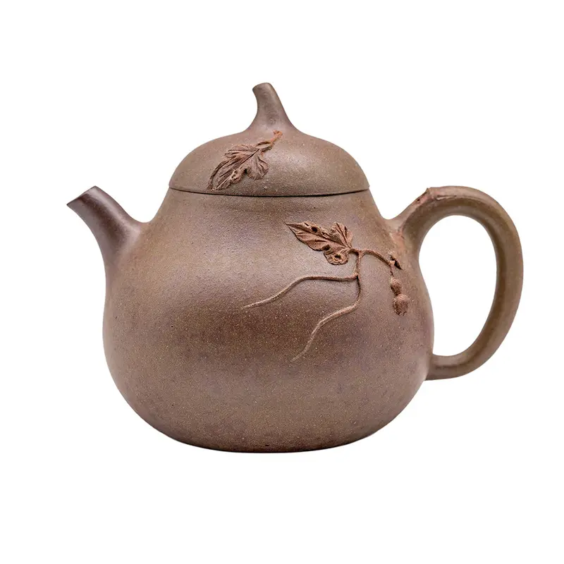 Tetera pequeña de arcilla Yixing, cocida en horno de leña, diseño berenjena # 94897