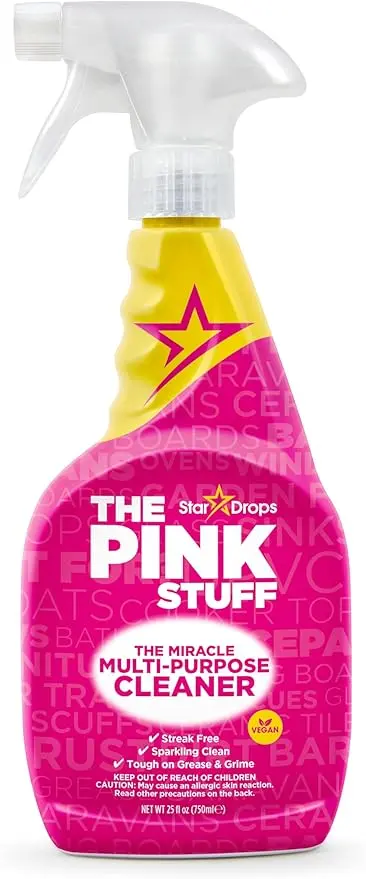 The Pink Stuff Miracle Spray Limpiador Multiusos de 750 ml. Potente limpiador para superficies duras, elimina grasa, manchas y suciedad, dejando un acabado brillante.