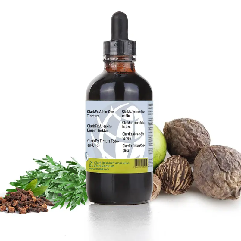 Tintura Todo-en-Uno,(cascarilla de nogal, ajenjo y clavo) 4 oz (120 ml) - HULDA CLARK