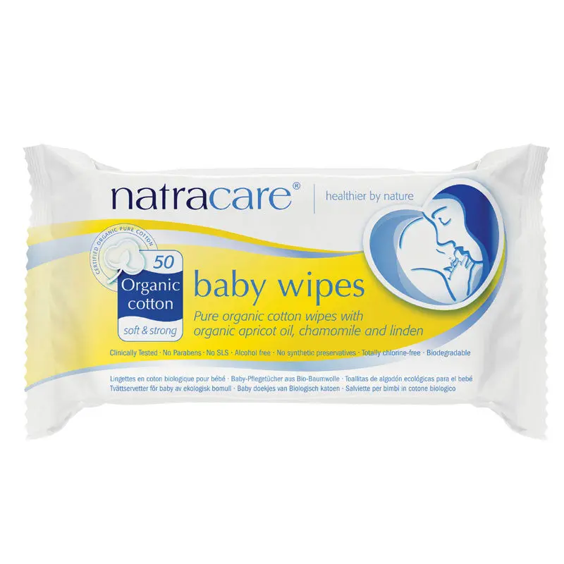 TOALLITAS DE BEBE 100% ALGODÓN 50 unidades NATRACARE