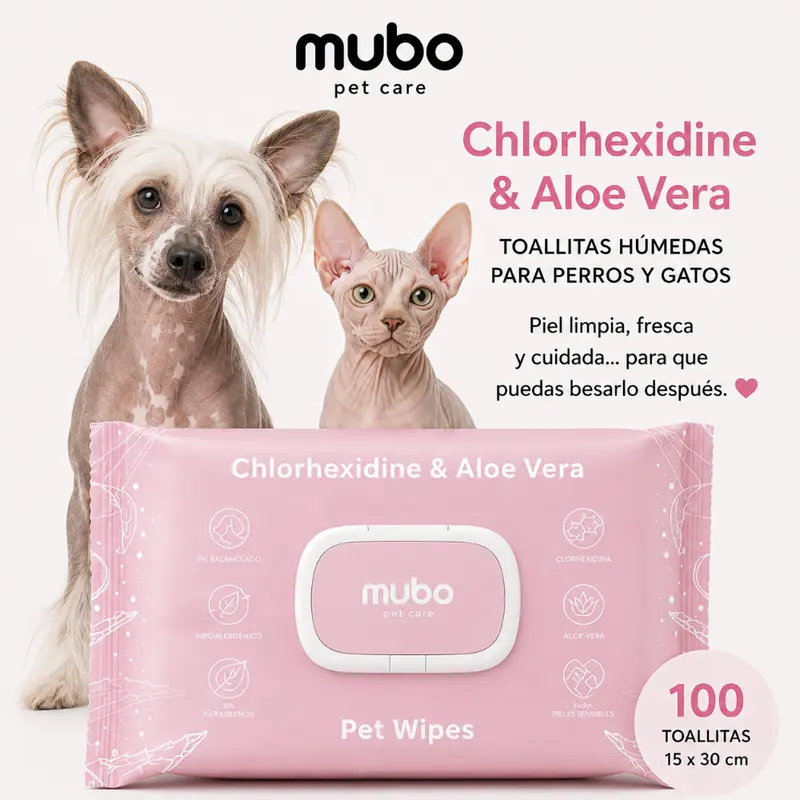 Toallitas Perros y Gatos para Piel Sensible | Antibacterianas y Hipoalergénicas
