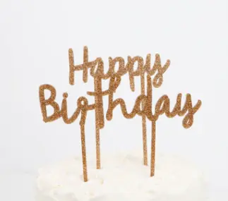 Topper dorado feliz cumpleaños