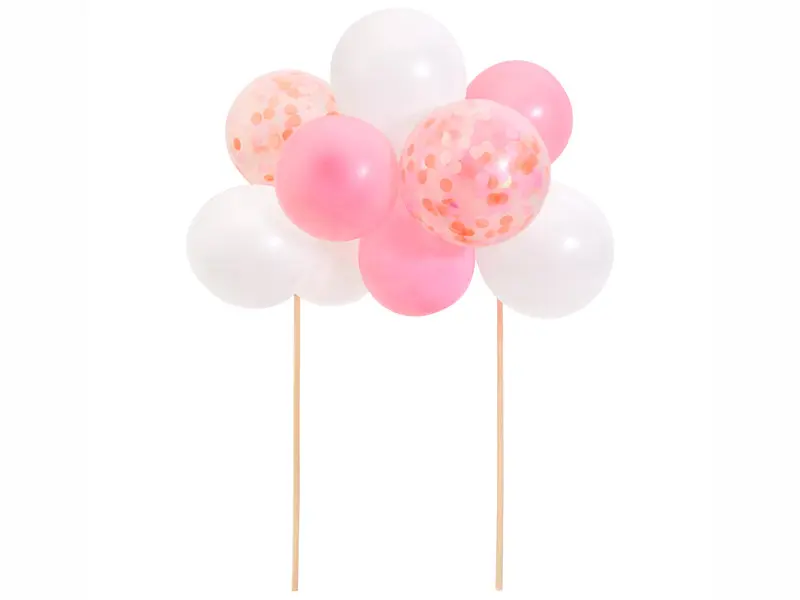Topper globos rosas con confetti