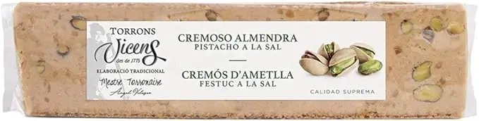 Torrons Vicens Turrón Cremoso de Almendra con Pistacho a la Sal (300g)