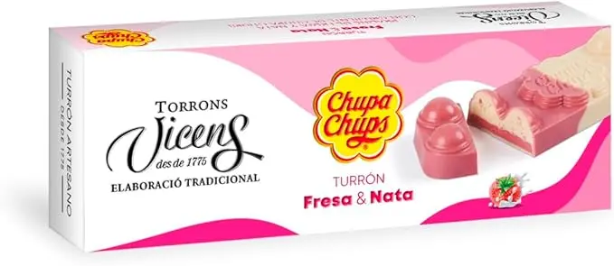 Torrons Vicens Turrón de Chupa Chups Fresa y Nata (Estuche 150g)