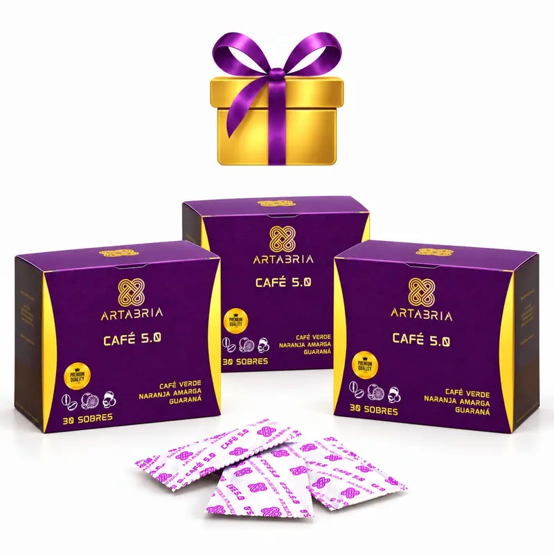 Tres cajas de Café 5.0 Artabria nueva fórmula con regalo de cortesía
