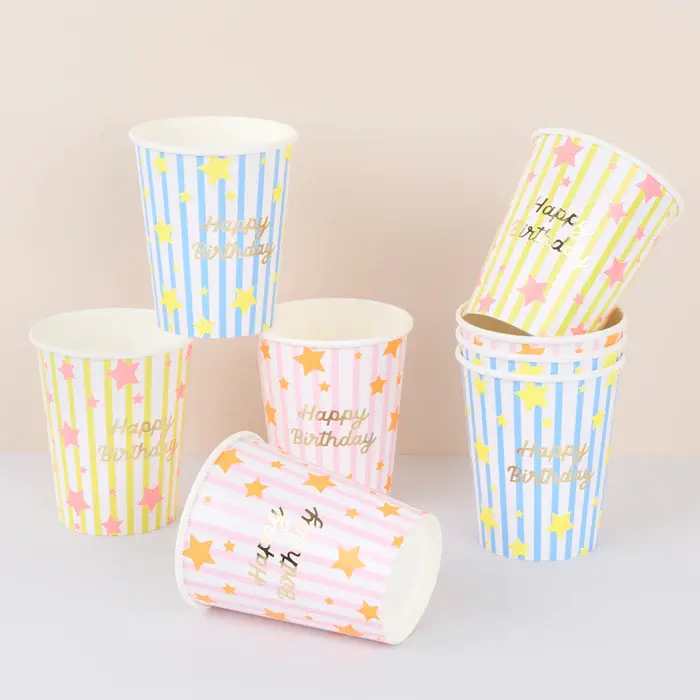 Vasos Bright Star Happy Birthday (x 8)