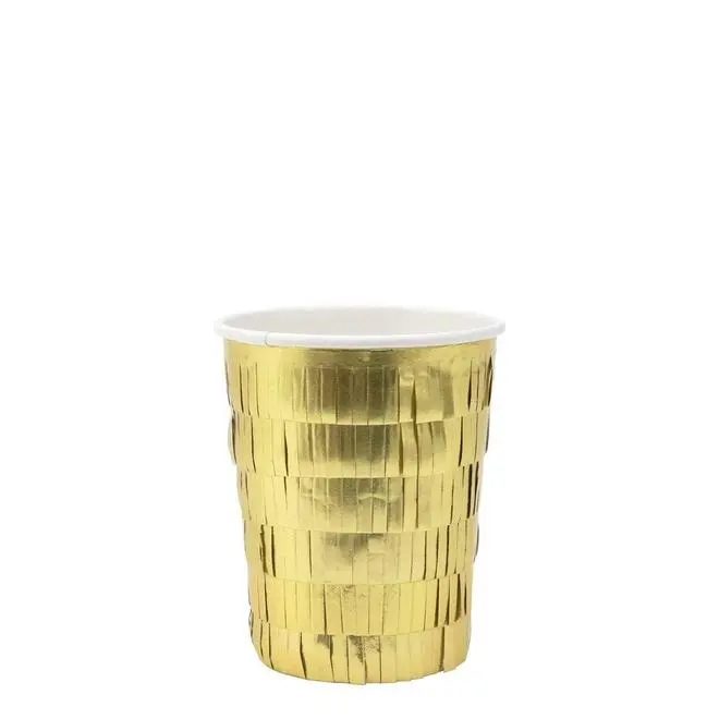 Vasos con flecos dorados
