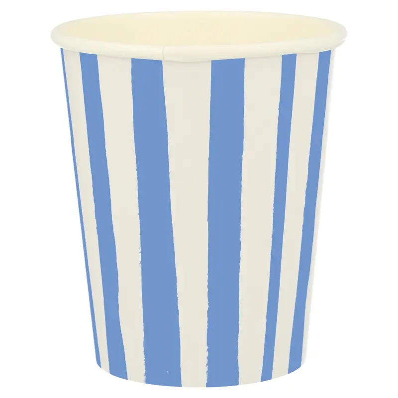 Vasos de rayas azules