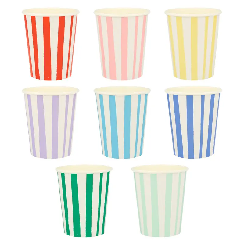 Vasos de rayas multicolor