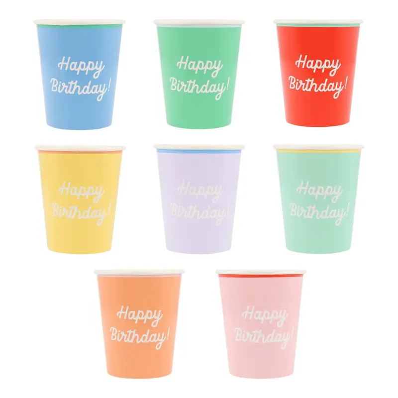 Vasos Multicolor Feliz Cumpleaños