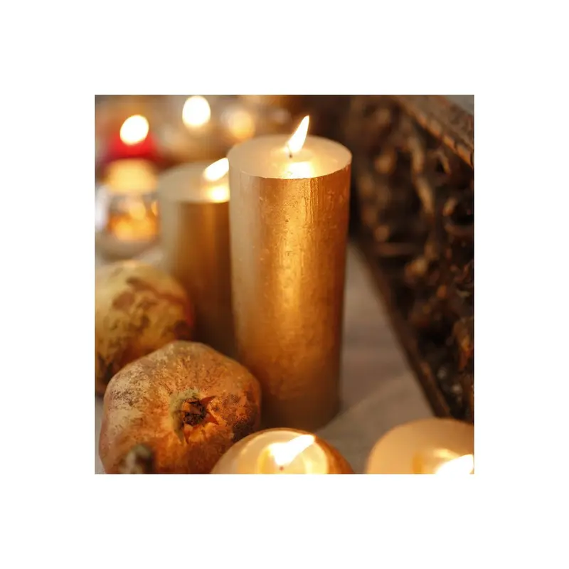 Vela Cilindrica Maciza, ORO 7Dx14cm - DecoraGloba
