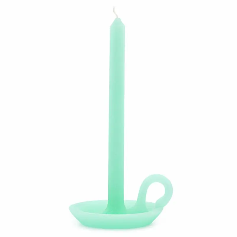 Vela verde menta con plato