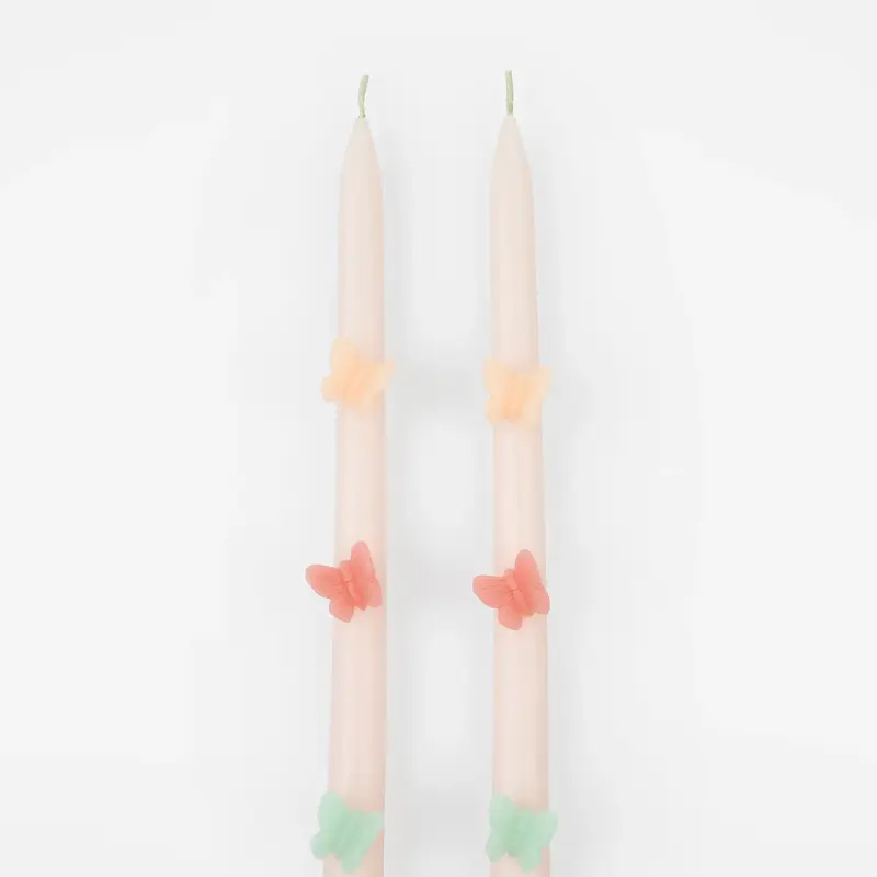 Velas Cónicas Decorativas con Mariposas – Pack 2