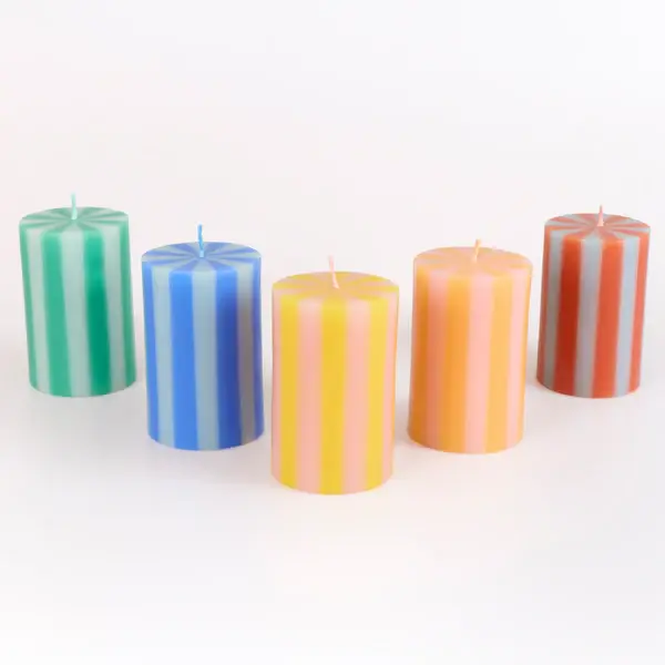 Velas de Mesa a Rayas Multicolor – Pack 5