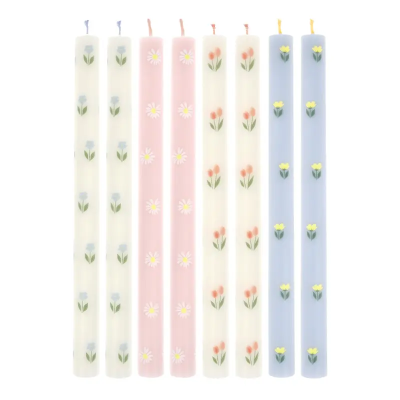 Velas de mesa florales – Set de 8