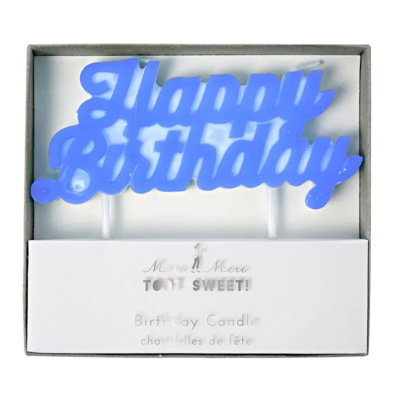 Velas happy birthday azul neón