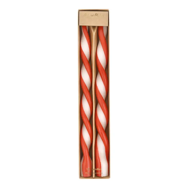 Velas Retorcidas Rayadas Rojo y Blanco – Pack de 2