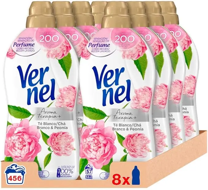 Vernel Aromaterapia Suavizante Té Blanco y Peonía (Pack 8x57 Lavados)