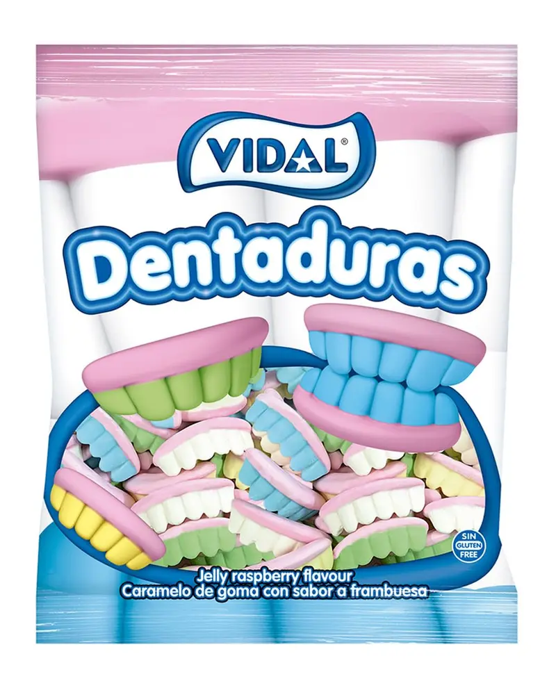 Vidal Golosinas Dentaduras Sabor Frambuesa (Bolsa 250 uds)