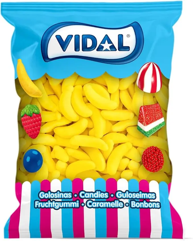 Vidal Golosinas Plátanos de Goma con Azúcar (Bolsa 1kg)