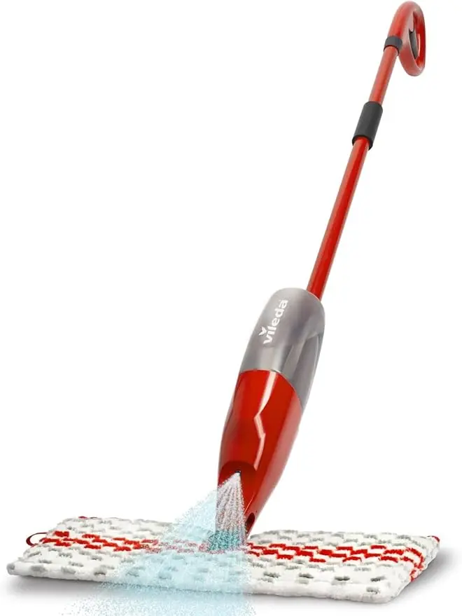 Vileda 1-2 Spray MAX, Mopa con Spray y Botella de 650ml. Friega sin cubo y elimina el 99% de las bacterias solo con agua. Recambio de microfibra reutilizable.