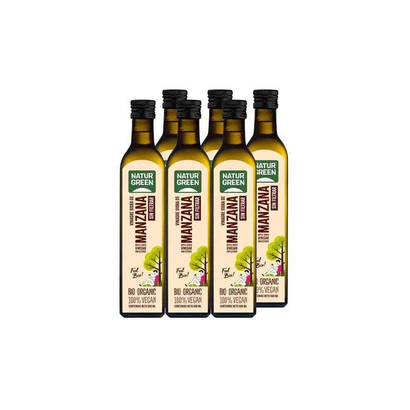 Vinagre de Sidra de Manzana sin filtrar Bio 6x500ml - NaturGreen