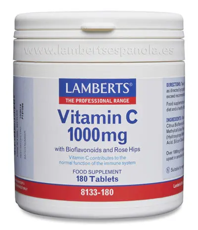 Vitamina C 1000 mg con Bioflavonoides y Escaramujo 180 tabletas