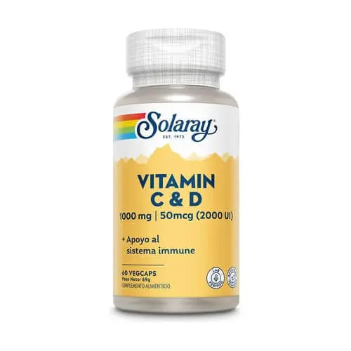 Vitamina C&D - 1000mg/2000UI - 60 vegacaps - Solaray