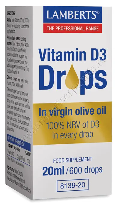 Vitamina D líquida, en gotas como D3 o colecalciferol